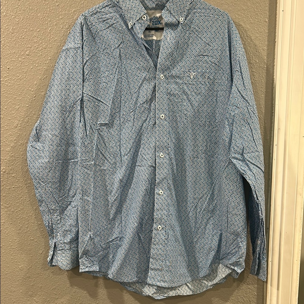 Wrangler Light Blue Geometric Button Down Shirt